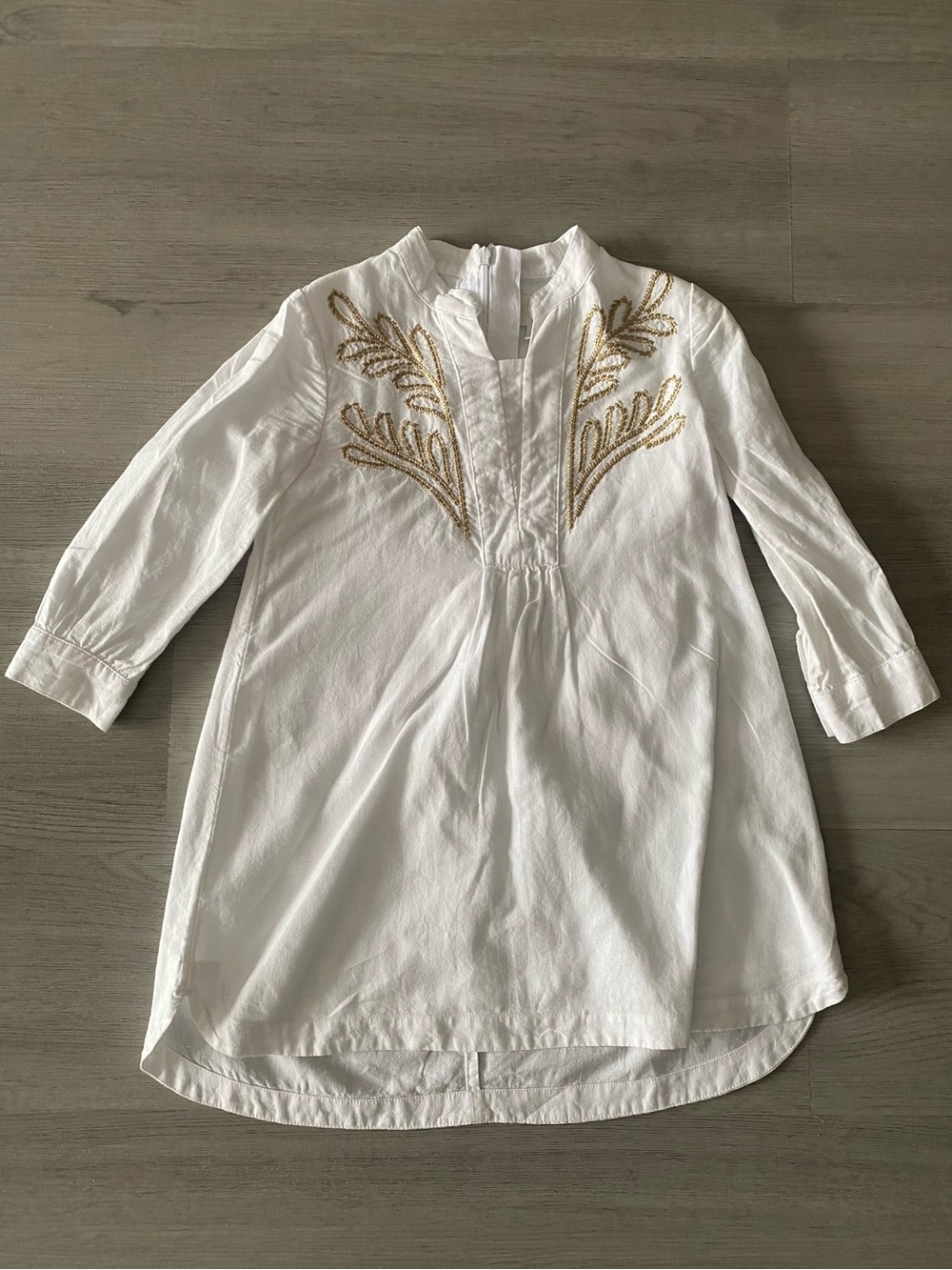 Banana Republic White Tunic with Gold Embroidery